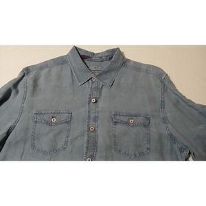 Tommy Bahama‎ Modern Island Fit Linen Blend Chambray Flip Cuff L-sleeve Shirt L